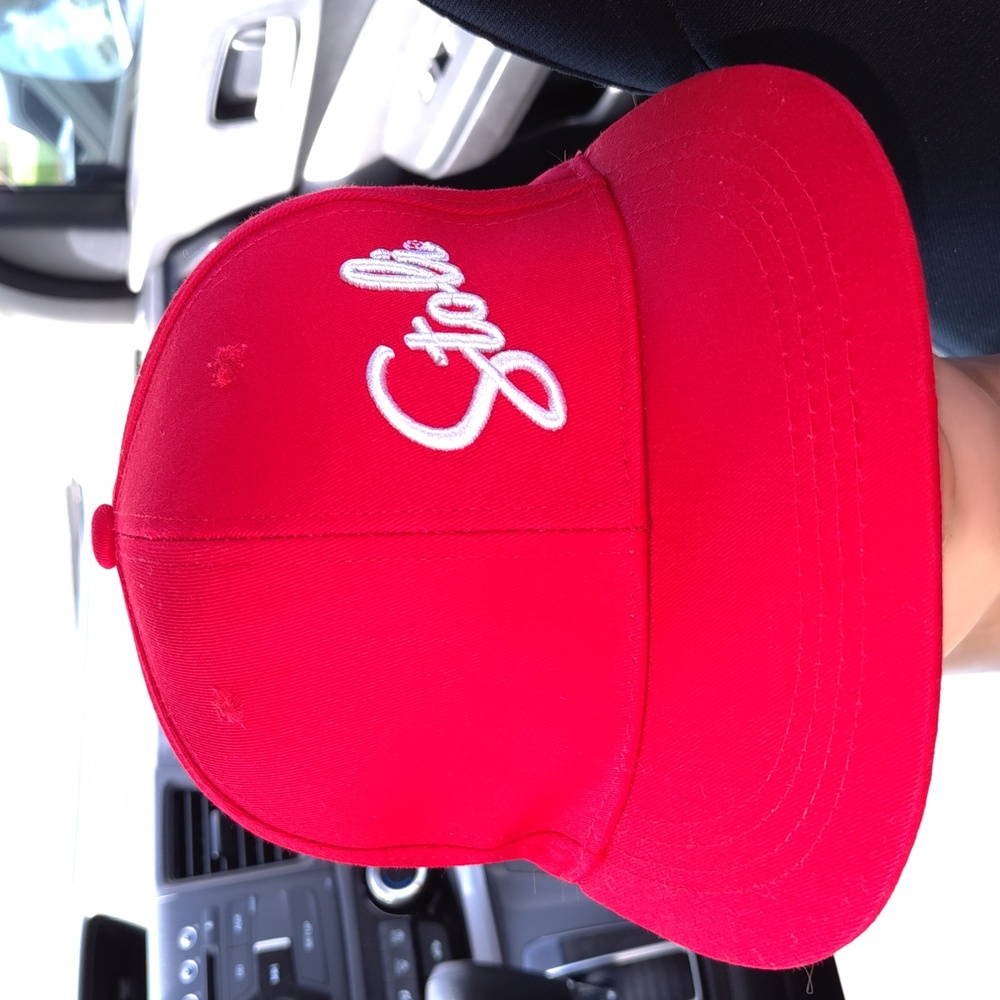 Stoli Stolichnaya Vodka Baseball Cap Snapback Red Hat Embroidered White Logo